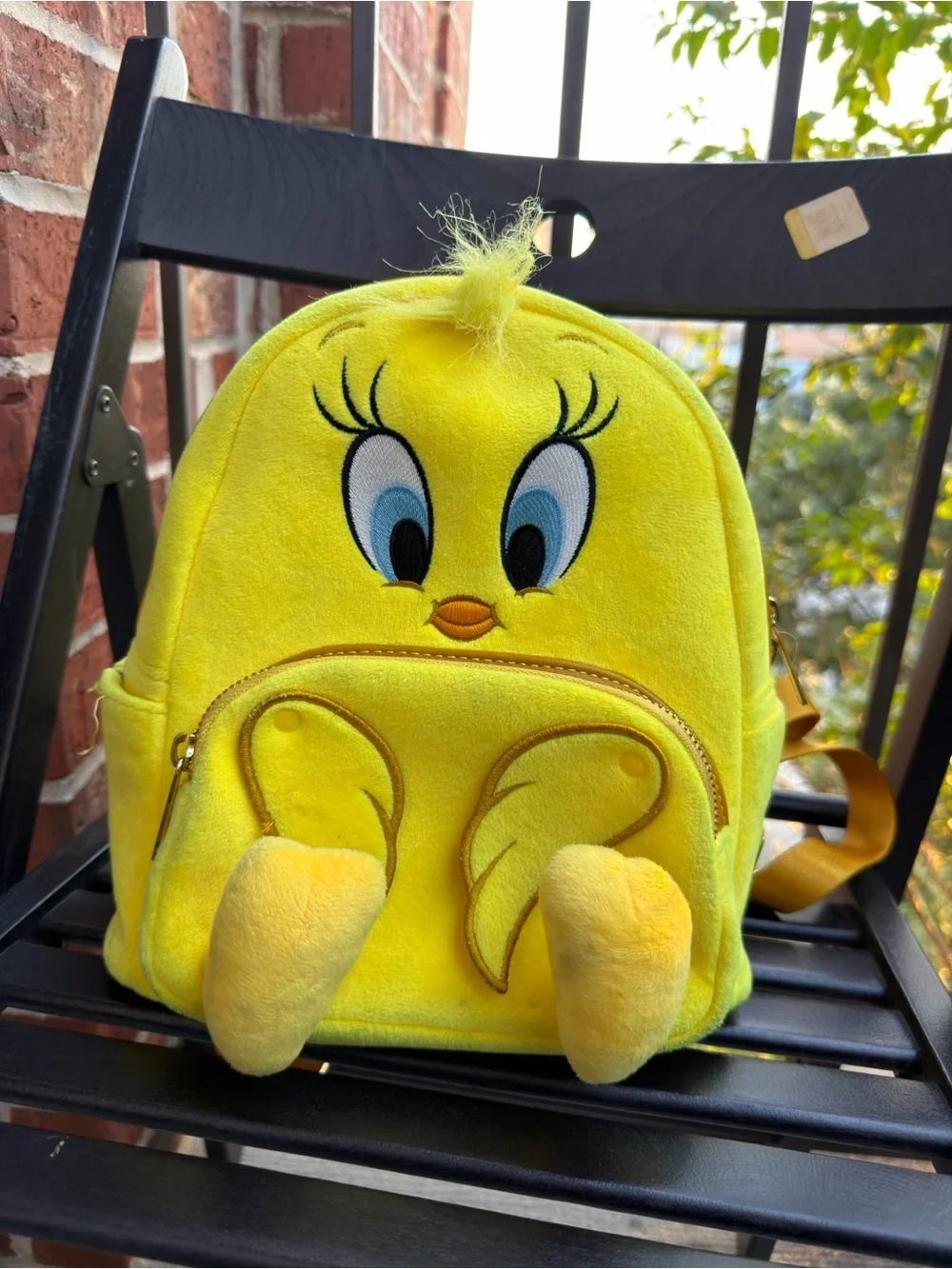 Yellow Tweety Character Plush Kids Backpack